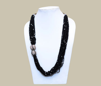 Black Silver Glass Necklace
