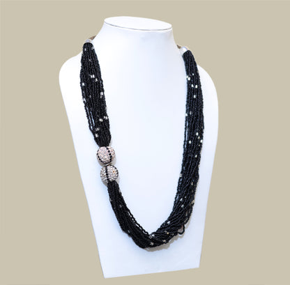 Black Silver Glass Necklace