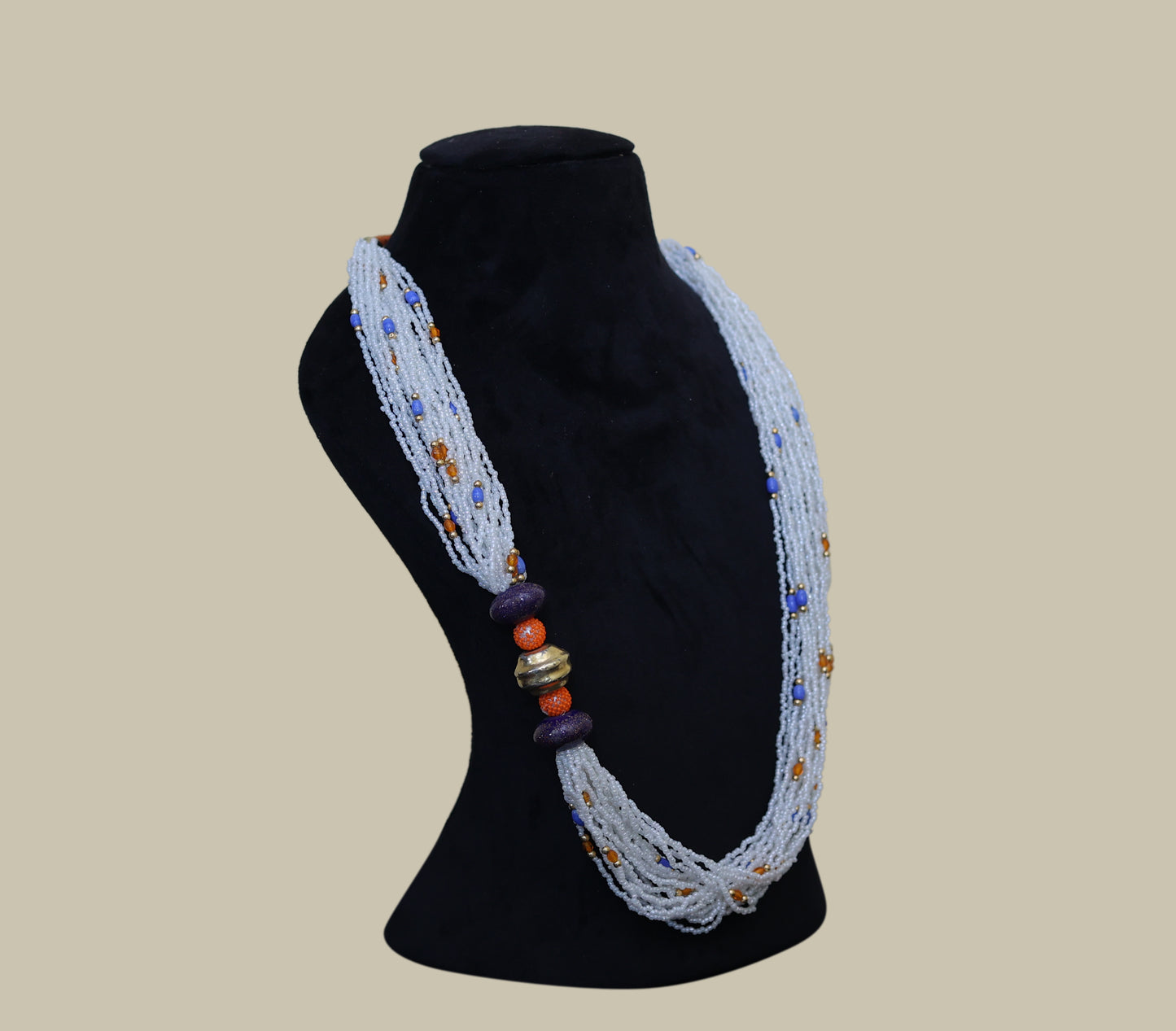 Blue Seed Bead Necklace