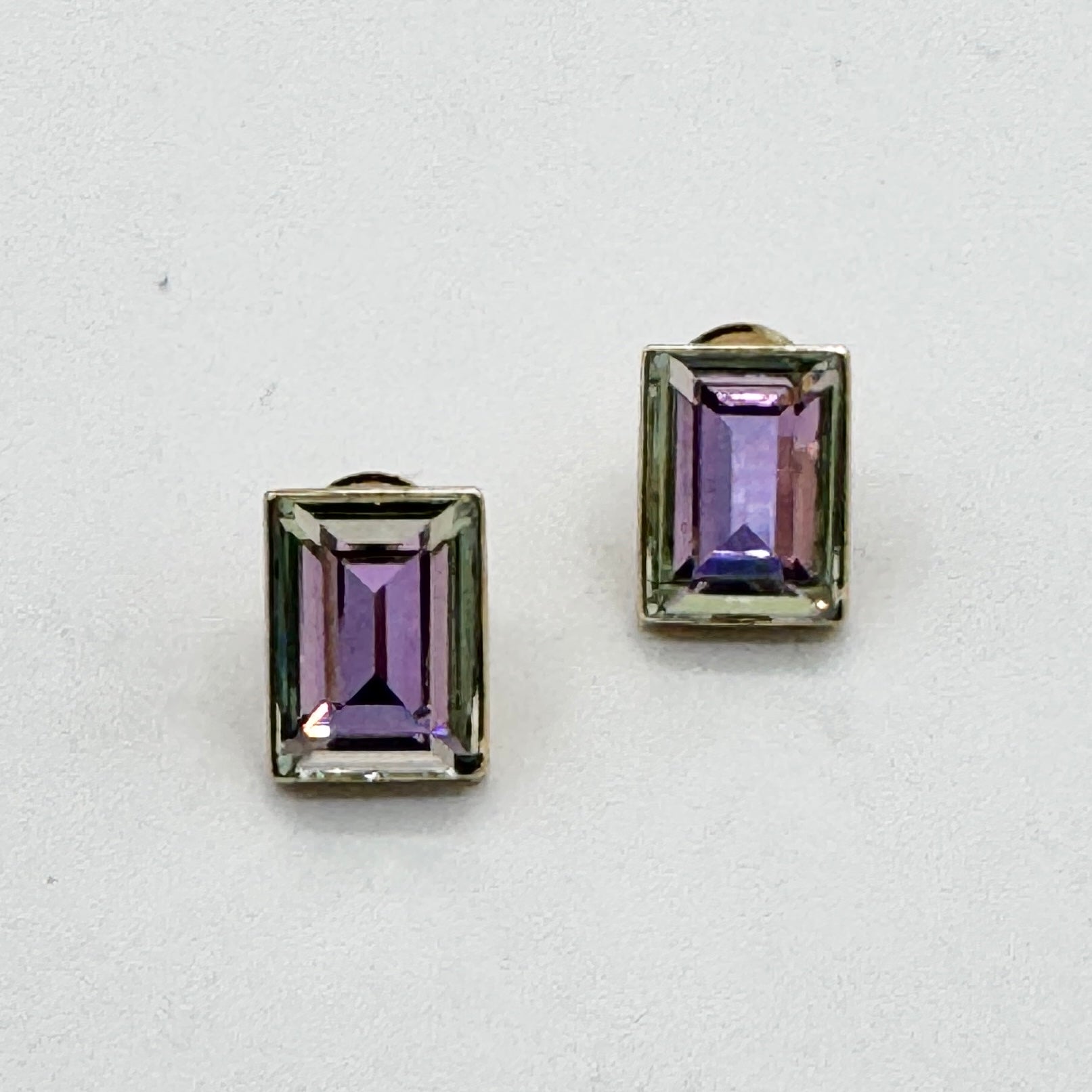 Crystal 2-Stone Stud Earrings in Light Gold Finish