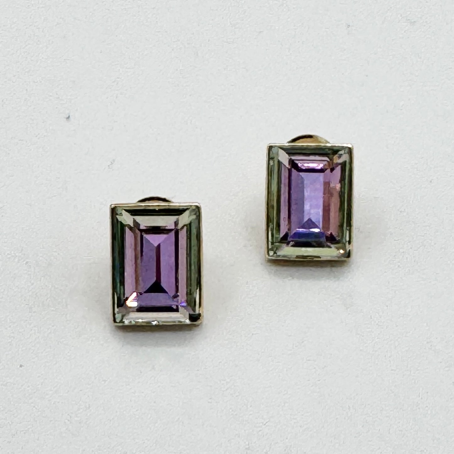 Crystal 2-Stone Stud Earrings in Light Gold Finish