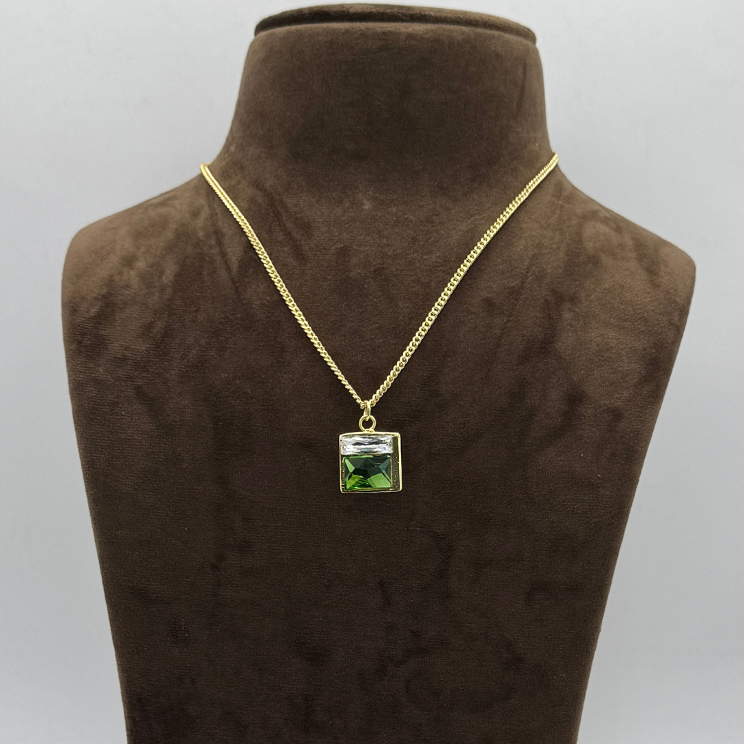 Fern Green & Crystal Swarovski Pendant Necklace