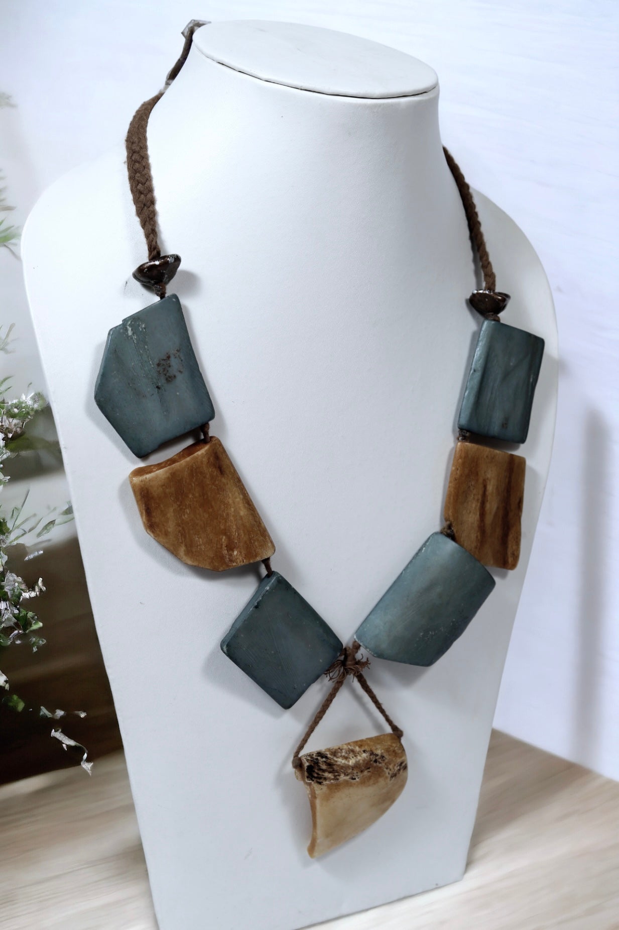 Bone Bead Thread Necklace