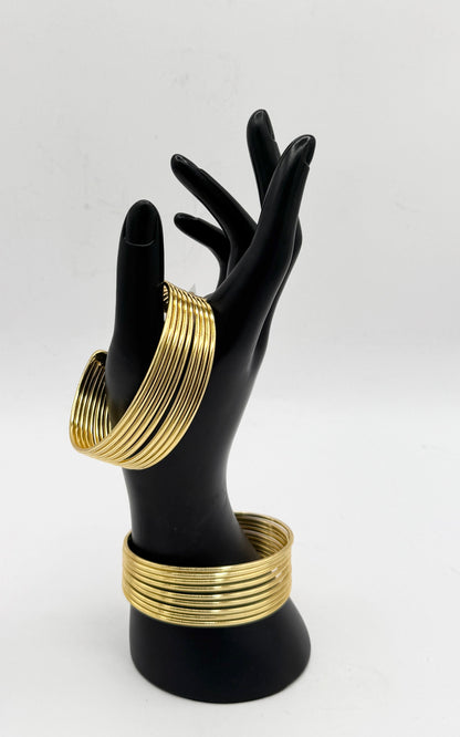 Brass Metal Cuff Bracelet in 18K Gold Finish