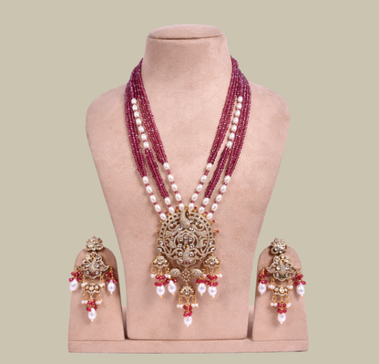 Maroon And Green Onyx Necklace