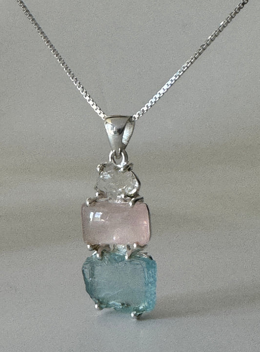 Pakimer Diamond Rose Quartz Pendant