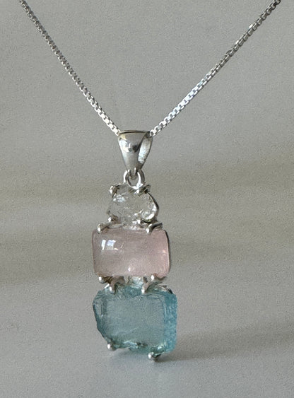 Pakimer Diamond Rose Quartz Pendant