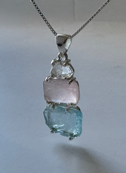 Pakimer Diamond Rose Quartz Pendant