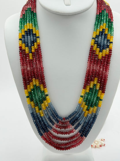 Stylish 7 Layer Colored Onyx Necklace