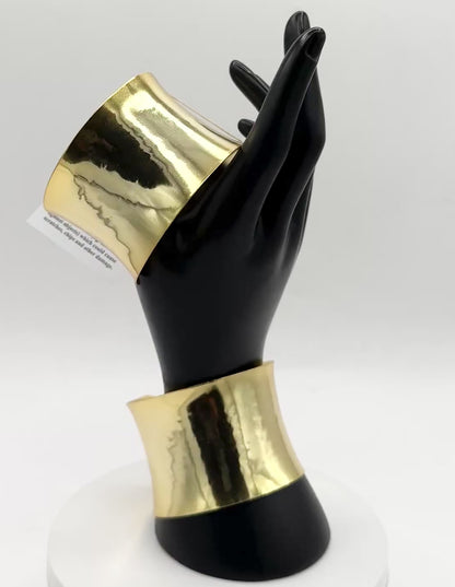 Brass Metal Cuff Bracelet in 18K Gold Finish