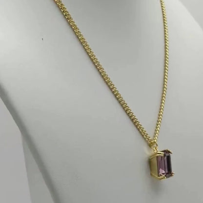 Swarovski Crystal Pendant Necklace in Lt Gold Finish with Delicate Fine Brass Chain